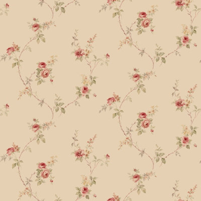 Galerie Classic Silks 4 Beige Floral Trail A4 Wallpaper Sample from B&Q
