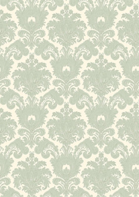 Galerie The Classic Italian Collection Green Damask Embossed A4 Wallpaper Sample from B&Q