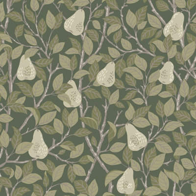 Galerie Sommarang Green Leaves And Pears A4 Wallpaper Sample from B&Q