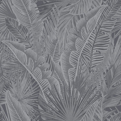 Galerie Enchanted Kiskaara Dark Grey A4 Wallpaper Sample from B&Q