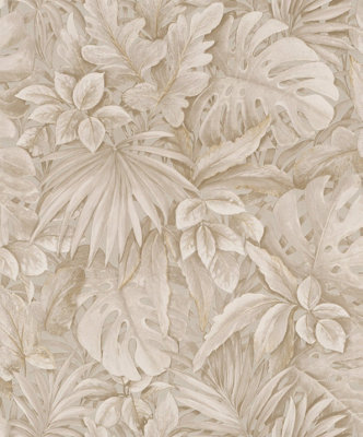 Galerie The New Design Book Collection Beige Jungle Leaves A4 Wallpaper Sample from B&Q