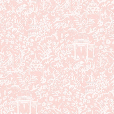 Galerie Secret Garden Pink Botanical Toile A4 Wallpaper Sample from B&Q