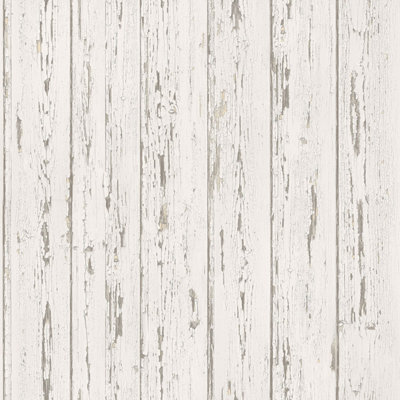 Galerie Homestyle Cream Brown Grey Shiplap Smooth A4 Wallpaper Sample from B&Q