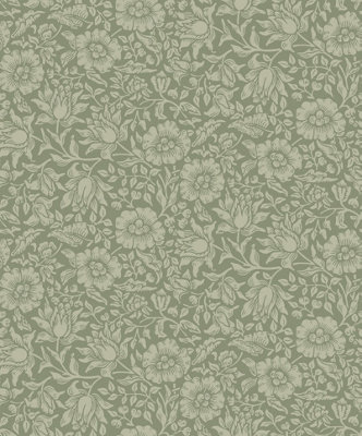 Galerie Hidden Treasures Green Floral Mallow A4 Wallpaper Sample from B&Q