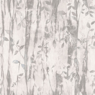 Galerie Atmosphere Grey Batik Leaves Smooth A4 Wallpaper Sample from B&Q