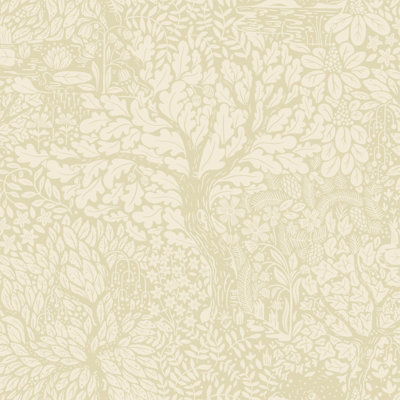 Galerie Hjarterum Collection Taupe Olle Forest Leaf Motif A4 Wallpaper Sample from B&Q