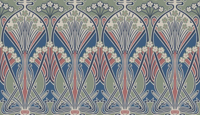 Galerie Arts And Crafts Green Patterned A4 Wallpaper Sample from B&Q
