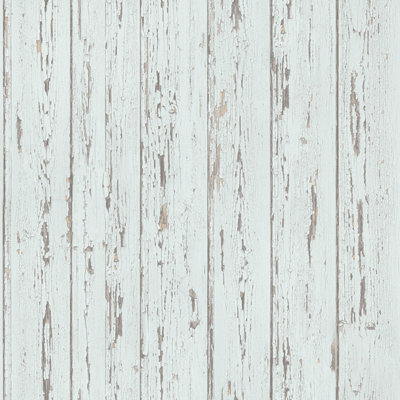 Galerie Homestyle Blue Brown Grey Shiplap Smooth A4 Wallpaper Sample from B&Q