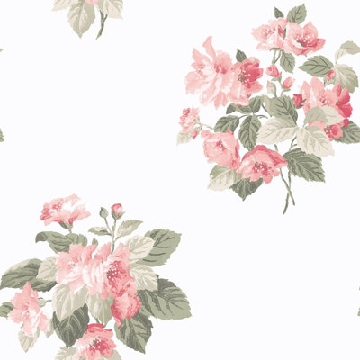 Galerie Secret Garden White/pink Floral Bouquet A4 Wallpaper Sample from B&Q