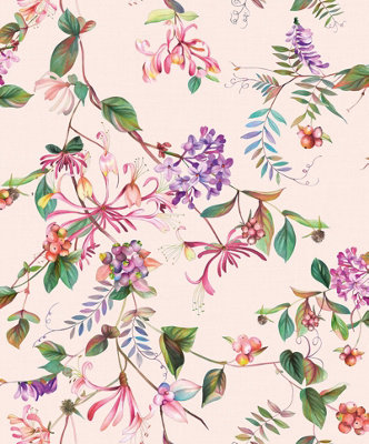 Galerie Flora Pink Summer Bouquet A4 Wallpaper Sample from B&Q