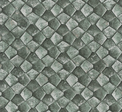 Galerie Eclectic Green Geometric Graphic A4 Wallpaper Sample from B&Q