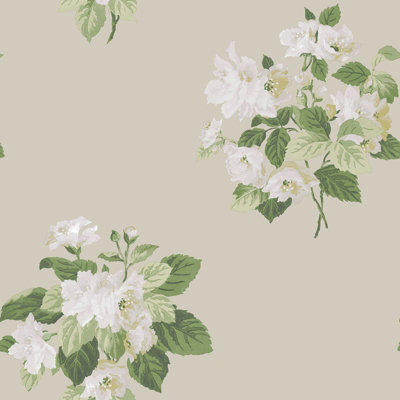 Galerie Secret Garden Taupe/white Floral Bouquet A4 Wallpaper Sample from B&Q