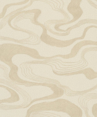 Galerie Kumano Beige Abstract Flow Design A4 Wallpaper Sample from B&Q