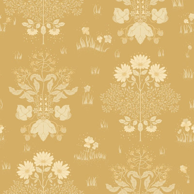 Galerie Hjarterum Collection Greige Edla Wild Flower Field A4 Wallpaper Sample from B&Q