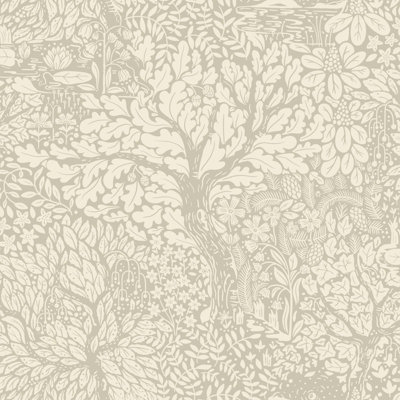 Galerie Hjarterum Collection Beige Olle Forest Leaf Motif A4 Wallpaper Sample from B&Q