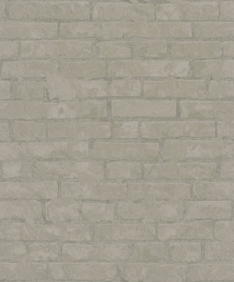Galerie Terra Grey Brick Design Eco Clay A4 Wallpaper Sample from B&Q