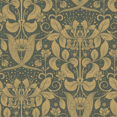 Galerie Hjarterum Collection Orange Berit Honeysuckle Trellis A4 Wallpaper Sample from B&Q
