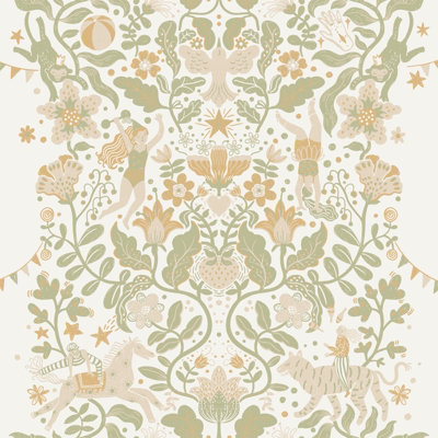Galerie Resan Beige Green Scandenavian Cirkus Foliage A4 Wallpaper Sample from B&Q