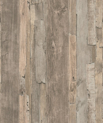 Galerie Bronze Brown Drift Wood Effect Motif A4 Wallpaper Sample from B&Q