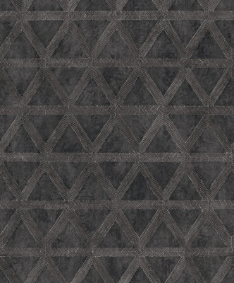Galerie Utopia Black Geometric Tri Prism Sheen Finish A4 Wallpaper Sample from B&Q