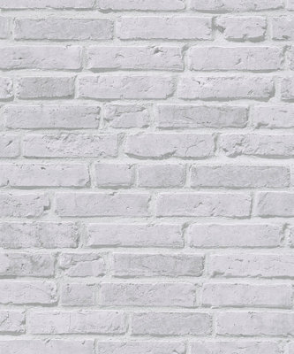 Galerie Silver Grey Brickshire Residents Motif A4 Wallpaper Sample from B&Q