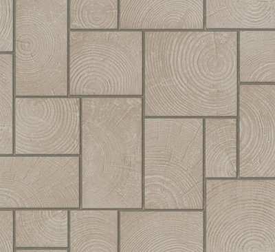 Galerie Natural Opulence Beige Wood Block A4 Wallpaper Sample from B&Q