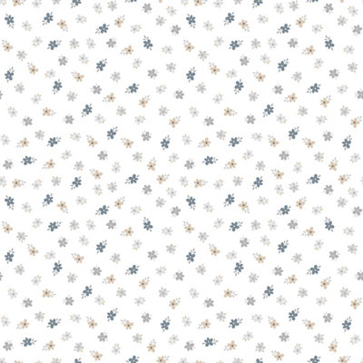 Galerie Little Explorers 2 Silver Five Leaf Flower A4 Wallpaper Sample from B&Q