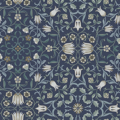 Galerie Hidden Treasures Blue Floral No 1 Holland Park A4 Wallpaper Sample from B&Q