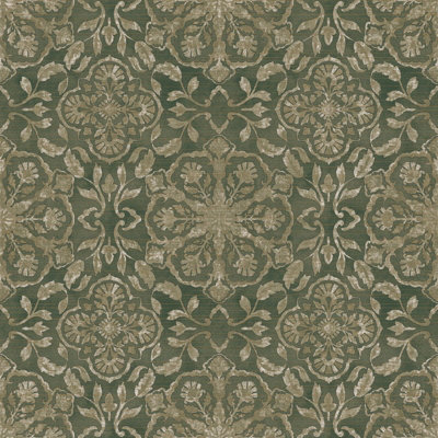 Galerie Elegance Green Floral Stripe A4 Wallpaper Sample Dwp0353-01 from B&Q