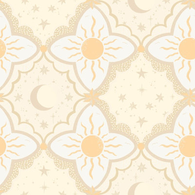 Galerie Resan Yellow Sun And Moon A4 Wallpaper Sample from B&Q