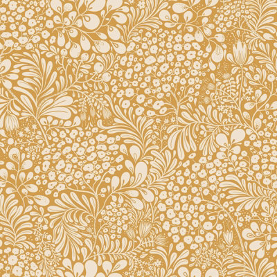 Galerie Sommarang Ochre Abstract Foilage A4 Wallpaper Sample from B&Q