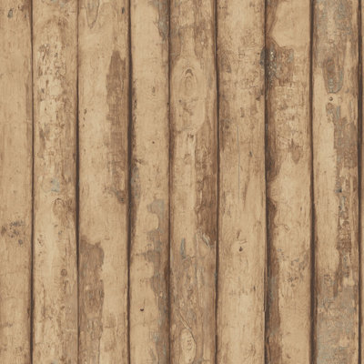 Galerie Homestyle Black Brown Log Cabin Smooth A4 Wallpaper Sample from B&Q