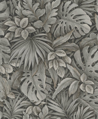 Galerie Eden Collection Brownjungle Leaves A4 Wallpaper Sample from B&Q
