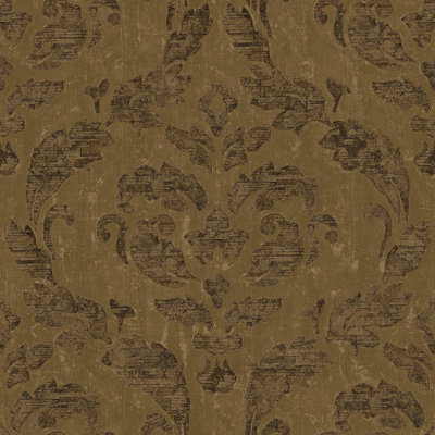 Galerie Utopia Bronze/brown Traditional Damask Sheen Finish A4 Wallpaper Sample from B&Q