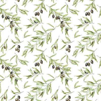 Galerie Just Kitchens Green Olive Drupe A4 Wallpaper Sample from B&Q