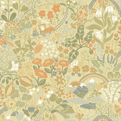 Galerie Resan Yellow Taget Train Journey A4 Wallpaper Sample from B&Q