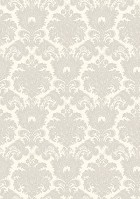 Galerie Italian Silks And Damasks Grey Damask A4 Wallpaper Sample from B&Q