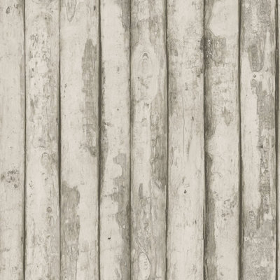 Galerie Homestyle Taupe Log Cabin Smooth A4 Wallpaper Sample from B&Q