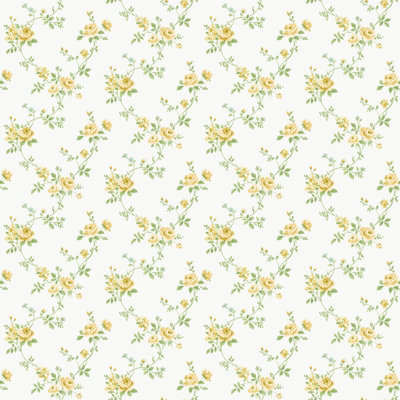 Galerie Miniatures 3 Yellow Floral A4 Wallpaper Sample from B&Q