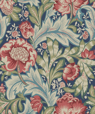 Galerie Arts And Crafts Blue Patterned A4 Wallpaper Sample from B&Q