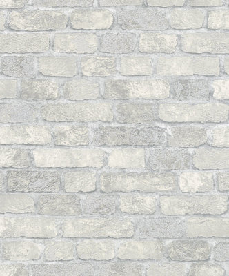 Galerie Industrial Effects Grey Glass Stone Brick Effect A4 Wallpaper Sample from B&Q