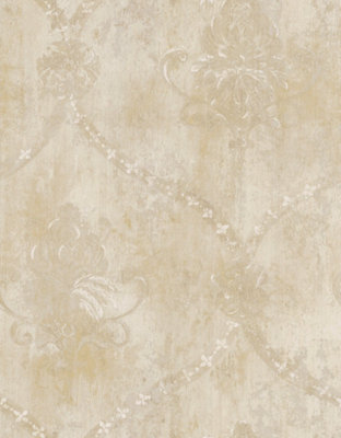 Galerie Classic Silks 4 Beige Regal Damask A4 Wallpaper Sample from B&Q