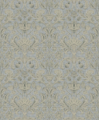 Galerie Elegance Silver Damask A4 Wallpaper Sample Dwp0354-04 from B&Q