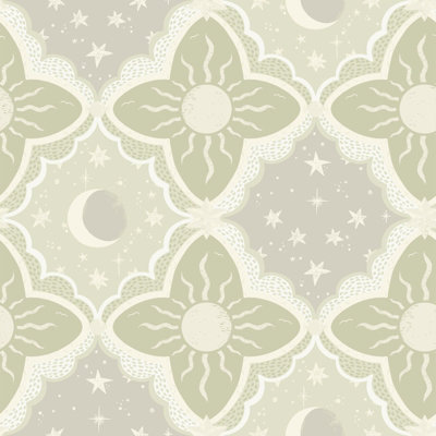 Galerie Resan Green Sun And Moon A4 Wallpaper Sample from B&Q