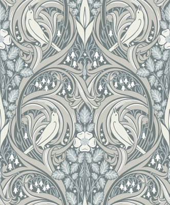 Galerie Arts And Crafts Grey Patterned A4 Wallpaper Sample from B&Q