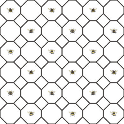 Galerie Just Kitchens White Bee Hive With Bees A4 Wallpaper Sample from B&Q