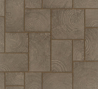Galerie Natural Opulence Bronze Brown Wood Block A4 Wallpaper Sample from B&Q