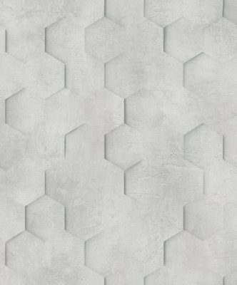 Galerie Loft 2 Greige Textured Hexagon Design A4 Wallpaper Sample from B&Q
