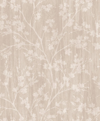 Galerie Secret Garden Beige/taupe Calming Leaf Branches A4 Wallpaper Sample from B&Q