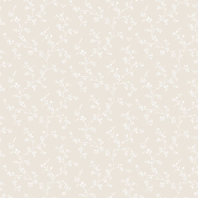 Galerie Pretty Prints Beige Sienas Floral Trail A4 Wallpaper Sample from B&Q